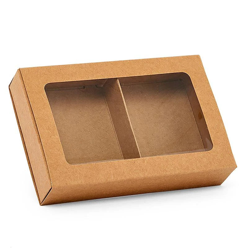 Slide-Open Kraft Soap Boxes with Window (100/Pack)